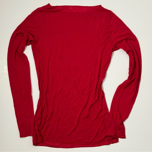 Intimissimi Red Cashmere Modal Long Sleeve Tee Top Size M Boat Neck - Picture 3 of 5